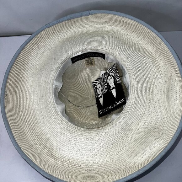 Vintage Whittle & Shone 90's Big Fancy  Hat Embroidery Detail Dusty Blue - Picture 4 of 6